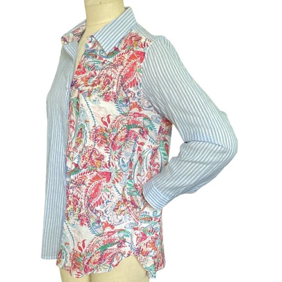 Westbound Shirt Striped Paisley Button-Down Petites Sz PL #168F - Picture 7 of 11